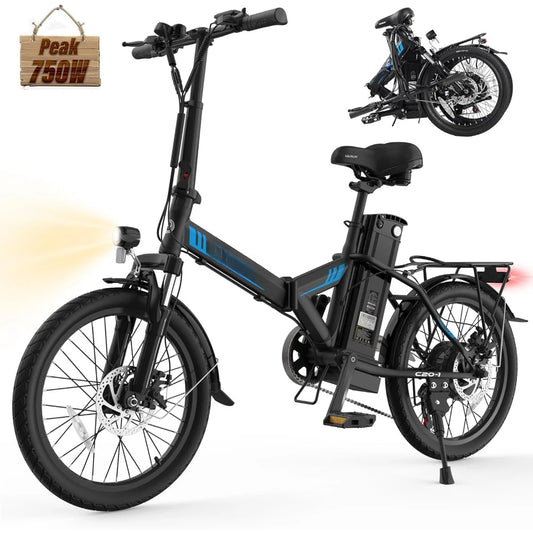 Electric Commuter Bike with 40-Mile Range, 20MPH Speed, 48V Removable Lithium Battery, and Stylish 20" Foldable Design