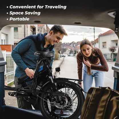 Electric Commuter Bike with 40-Mile Range, 20MPH Speed, 48V Removable Lithium Battery, and Stylish 20" Foldable Design