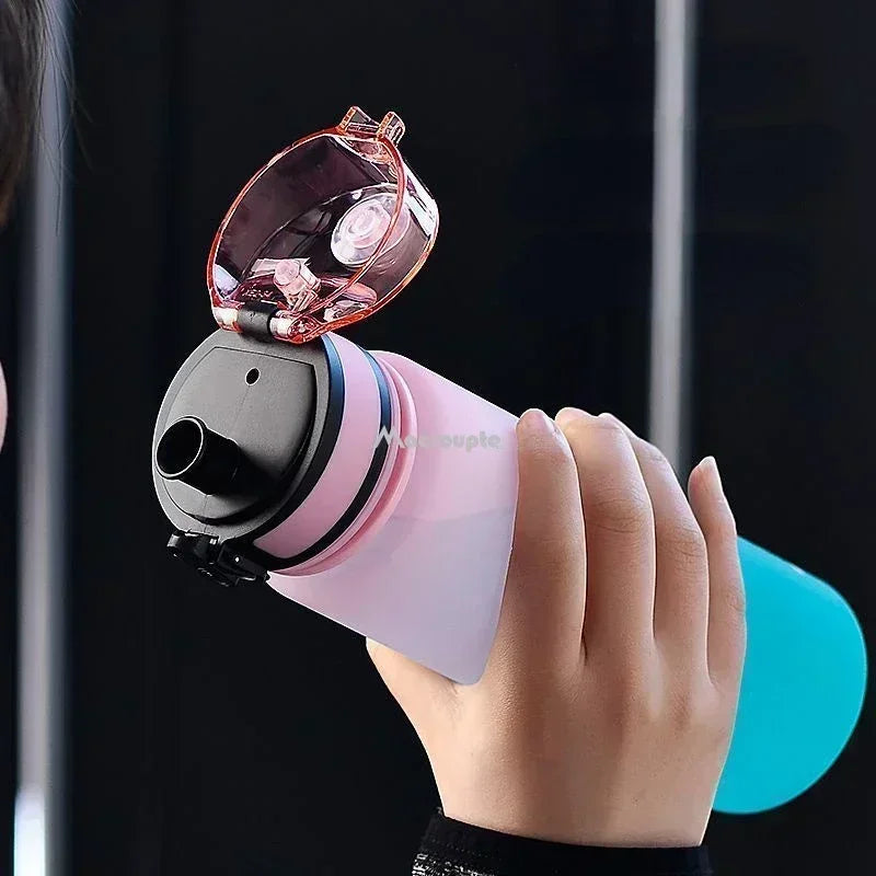 0.5/1 Liter Large Capacity Sports Water Bottle Leak Proof Colorful Plastic Cup Drinking Outdoor Travel Portable Gym Fitness Jugs
